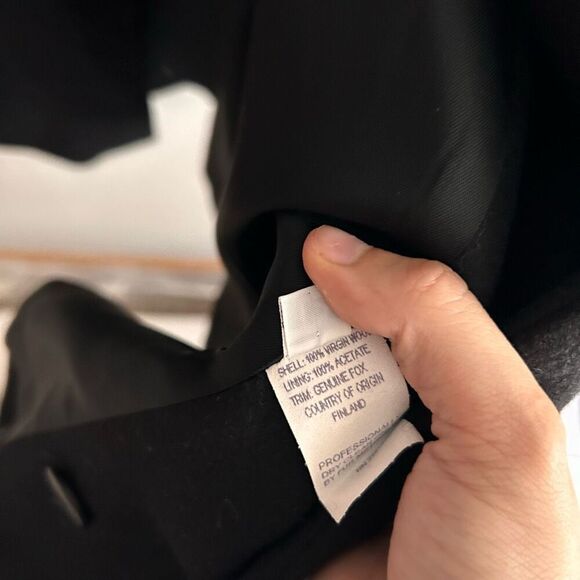 Amazing Vintage 1970s Inky Black Wool & Fox Deadstock Fully Lined Winter Swing C - Picture 3 of 5